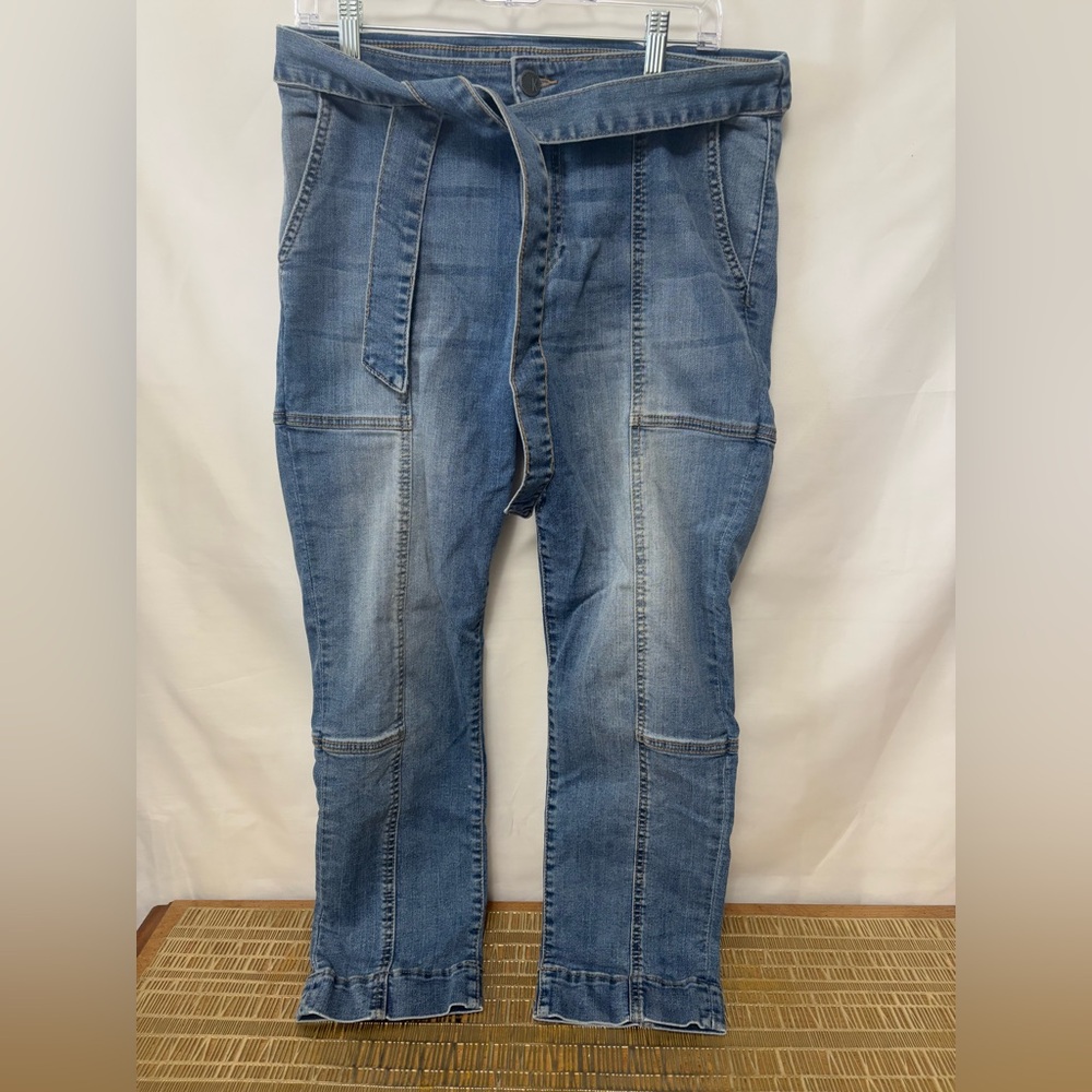 KUT From The Kloth Reese High Rise Ankle Straight Crop Tie Waist Seamed Size 8